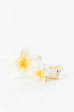 Hot Gina Tricot 3-pack flower hair clip Wit