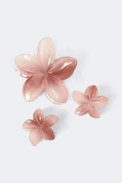 Sale Gina Tricot 3-pack flower hair clip Roze