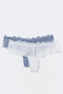 Clearance Gina Tricot 2-pack lace brazilian Blauw