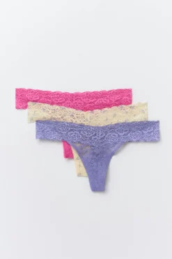 Discount Gina Tricot 3-pack lace string Paars