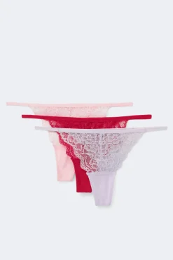 Best Gina Tricot 3-pack lace thong Roze