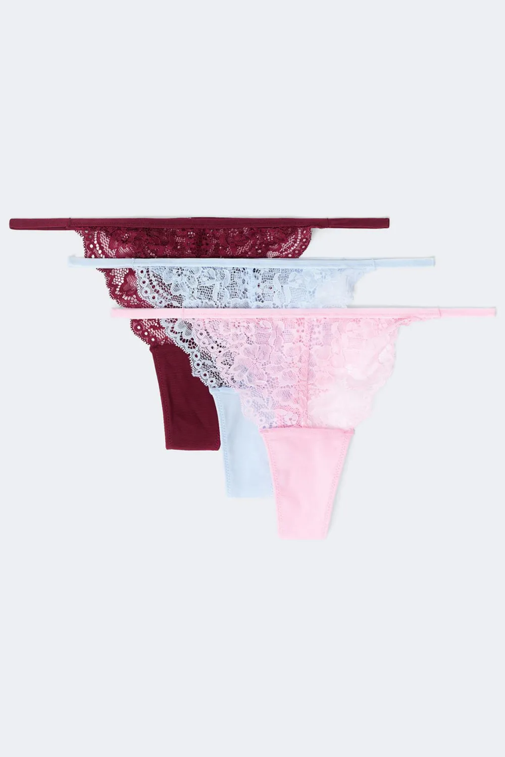 Gina Tricot 3-pack lace thong Paars