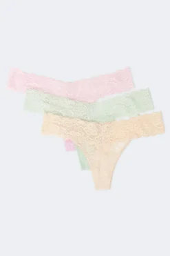 New Gina Tricot 3-pack lace thong Groen