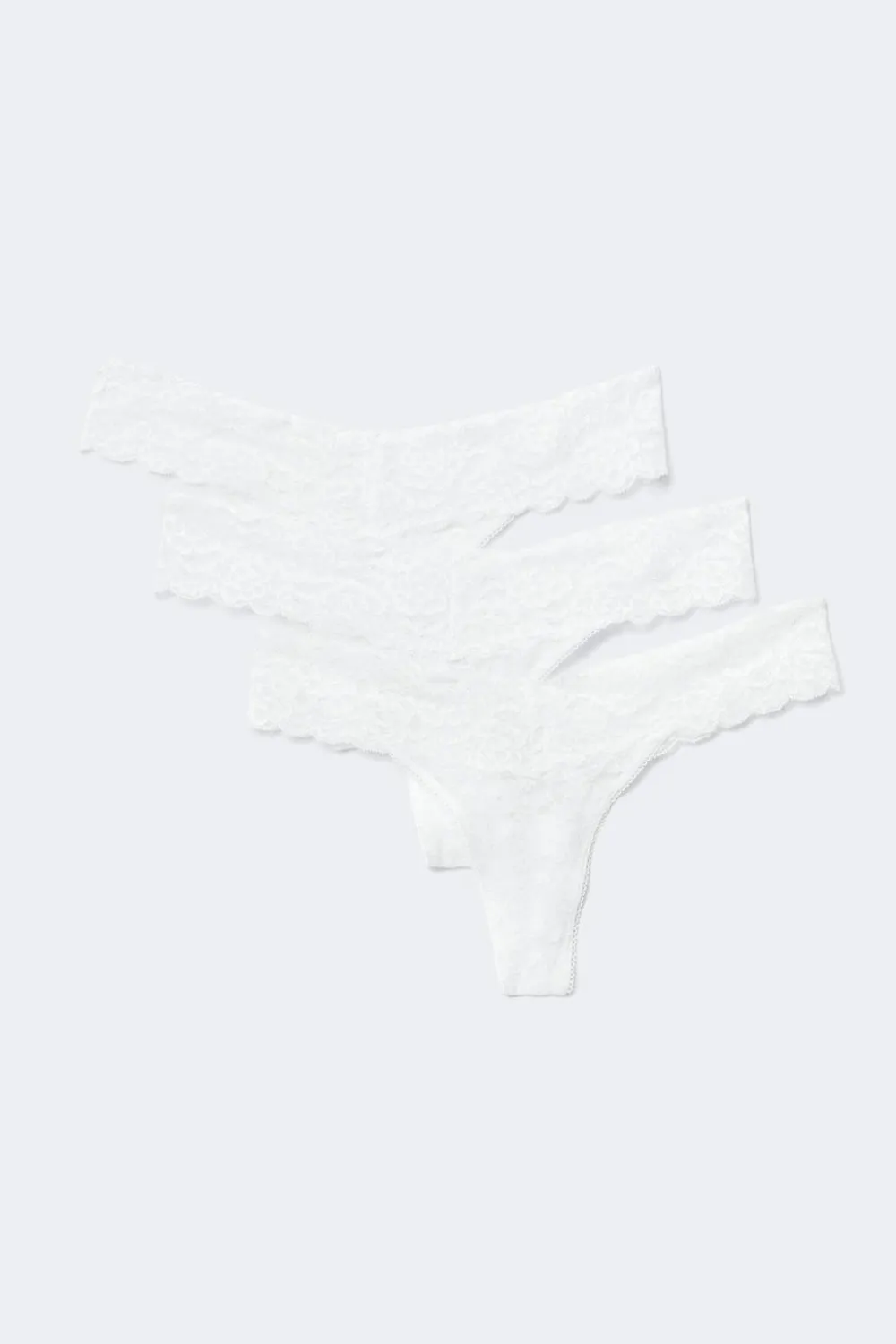Outlet Gina Tricot 3-pack lace thong Wit