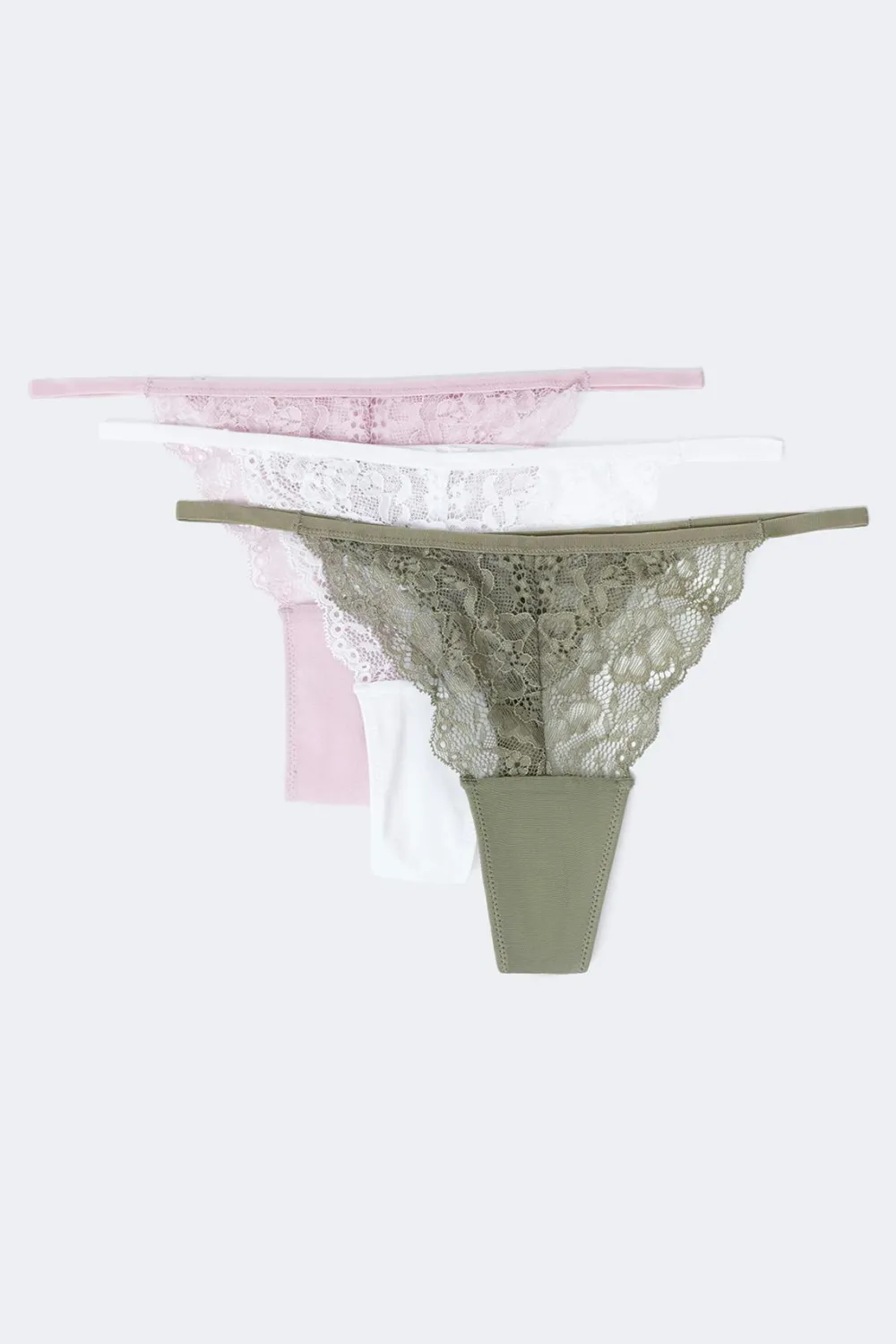Best Gina Tricot 3-pack lace thong Wit