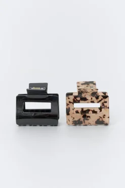 Online Gina Tricot 2-pack mini square hair clip Zwart
