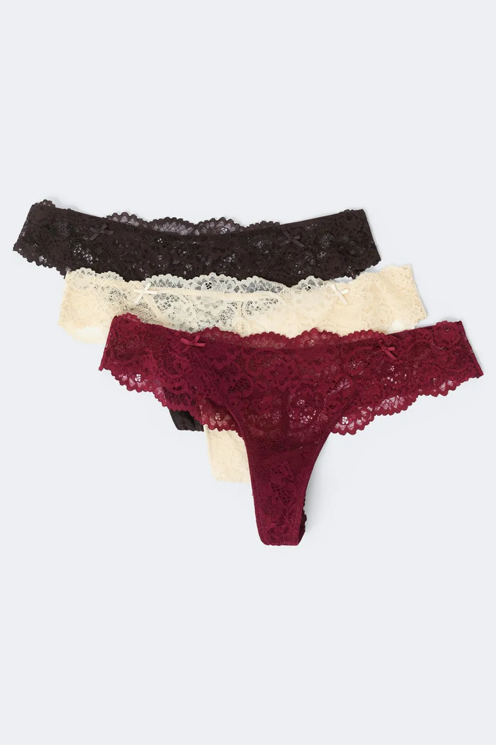 Best Gina Tricot 3-pack scallop lace thong Bruin