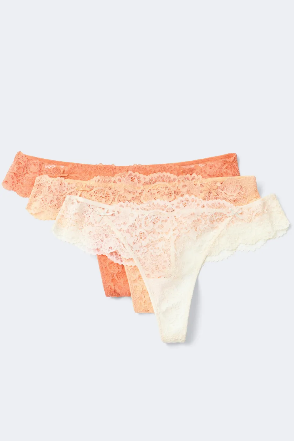 Clearance Gina Tricot 3-pack scallop lace thong Oranje