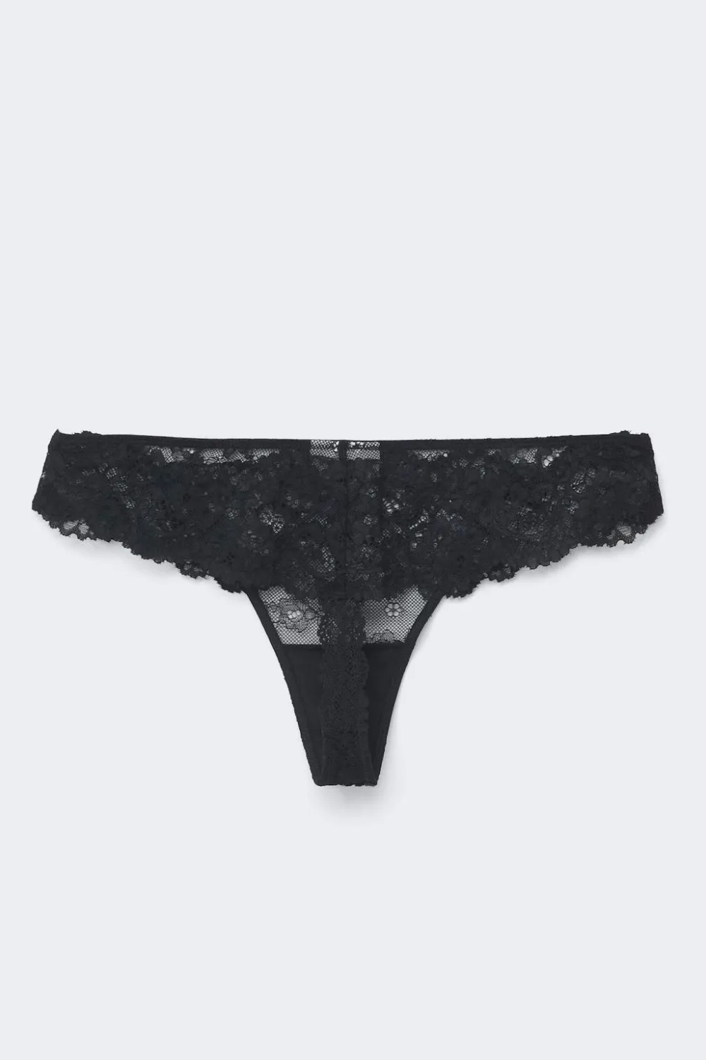Discount Gina Tricot 3-pack scallop lace thong Zwart