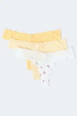 Discount Gina Tricot 3-pack soft micro thong Wit