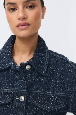 Gina Tricot Peplum boucle denim jacket Blauw