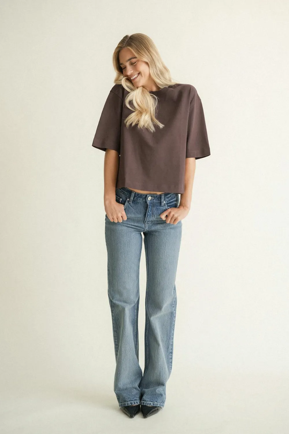 Hot Gina Tricot Perfect boxy tee Bruin