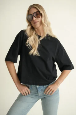 Outlet Gina Tricot Perfect boxy tee Zwart