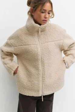 New Gina Tricot Pile zip jacket Beige