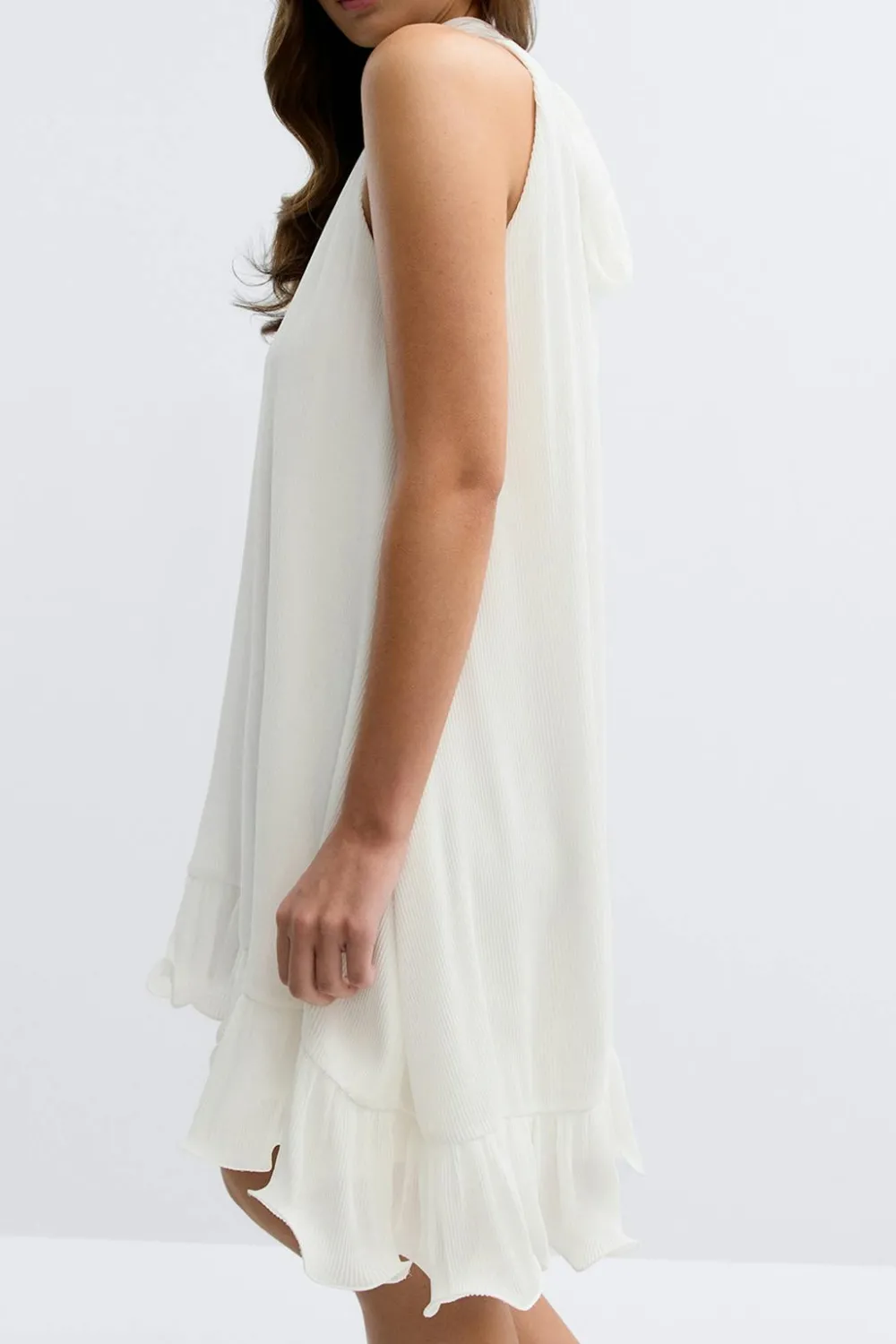 Online Gina Tricot Pleated frill mini dress Wit