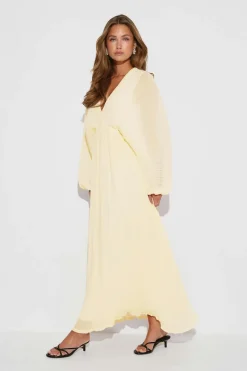 Sale Gina Tricot Pleated maxi dress Geel