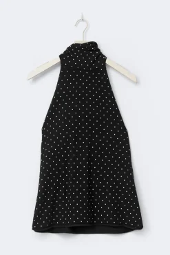 Clearance Gina Tricot Polka dot knitted top Zwart