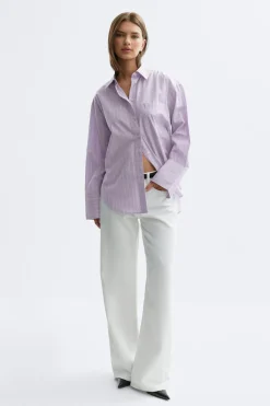 Outlet Gina Tricot Poplin shirt Paars