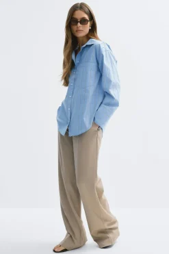 Online Gina Tricot Poplin shirt Blauw