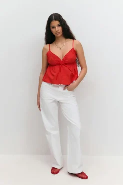 Best Gina Tricot Poplin singlet Rood