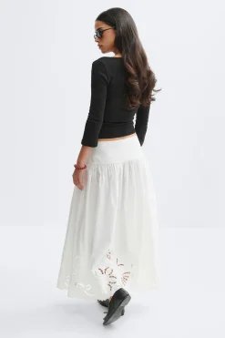 Outlet Gina Tricot Poplin skirt Wit