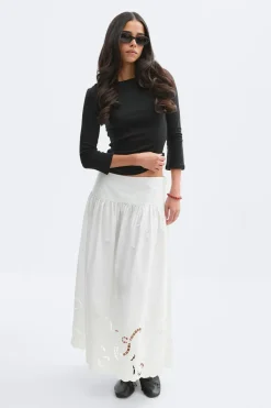 Outlet Gina Tricot Poplin skirt Wit