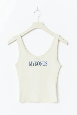 Outlet Gina Tricot Print rib tank Beige