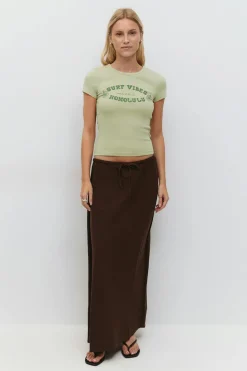 Online Gina Tricot Printed tight top Groen