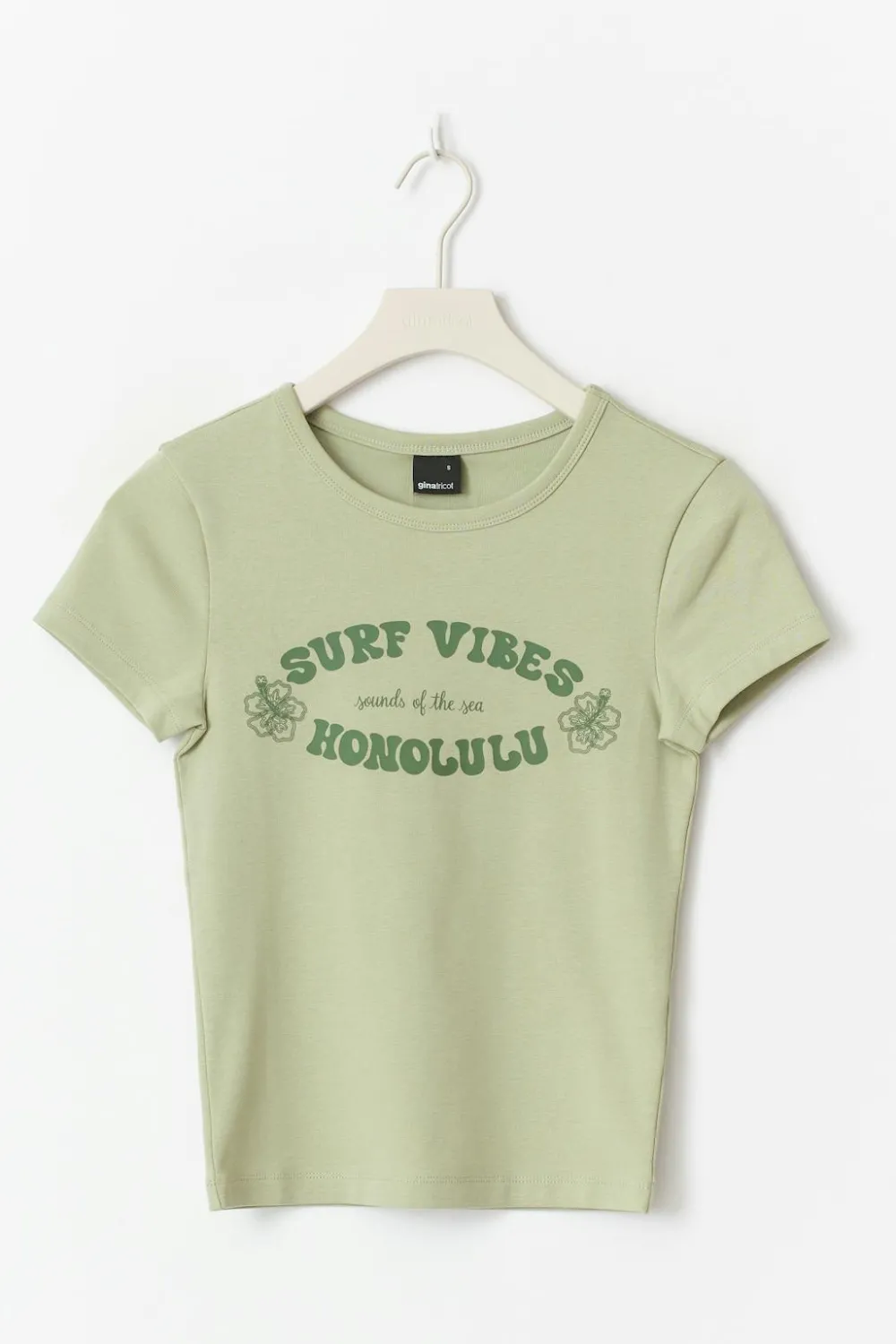 Online Gina Tricot Printed tight top Groen