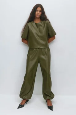 Gina Tricot Pu balloon trousers Groen