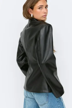 Online Gina Tricot Pu wrap blazer Zwart