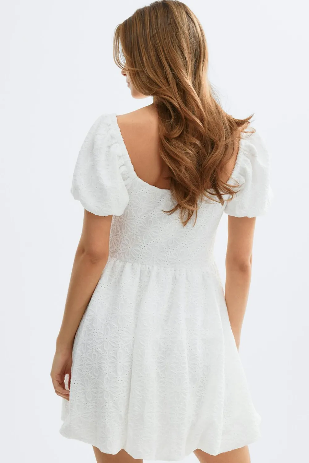 New Gina Tricot Puff sleeve mini dress Wit