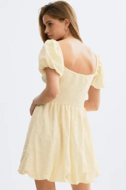 Gina Tricot Puff sleeve mini dress Geel
