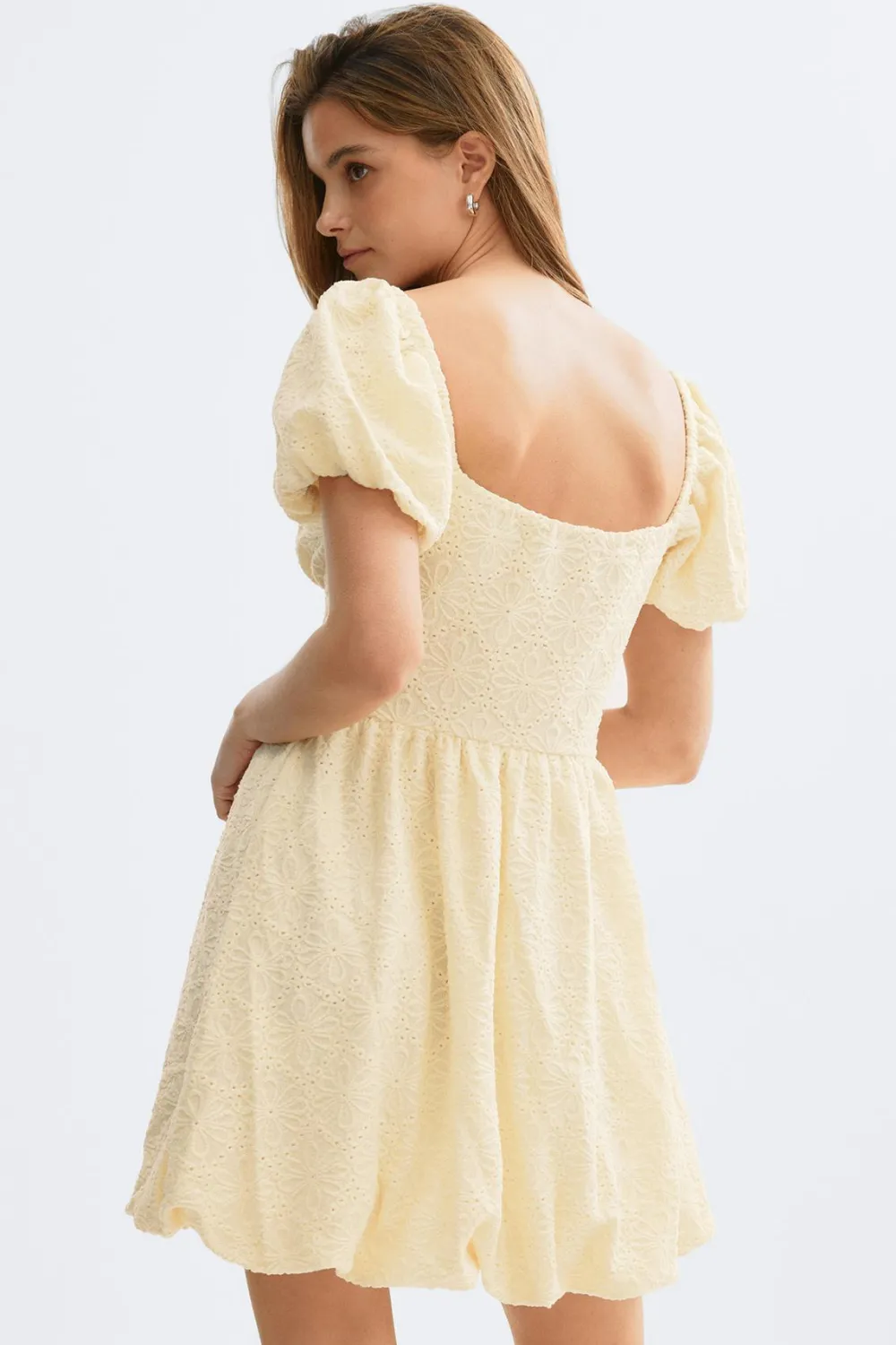 Gina Tricot Puff sleeve mini dress Geel