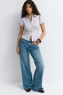 Discount Gina Tricot Puff sleeve shirt Paars