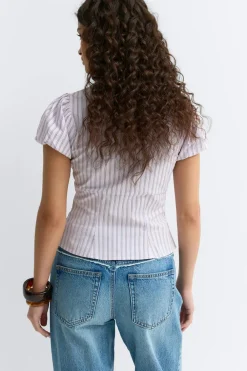 Discount Gina Tricot Puff sleeve shirt Paars
