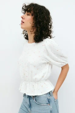 Sale Gina Tricot Puff sleeve top Wit