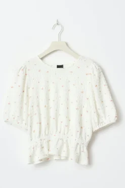 Sale Gina Tricot Puff sleeve top Wit