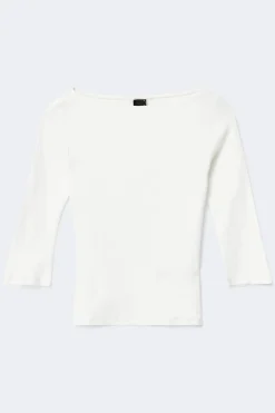 Clearance Gina Tricot Quarter sleeve boatneck top Wit