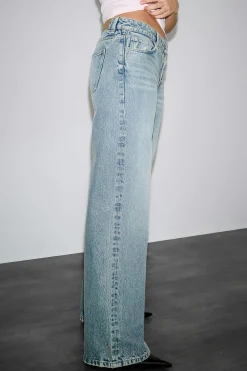Sale Gina Tricot Rebel button wide jeans Blauw