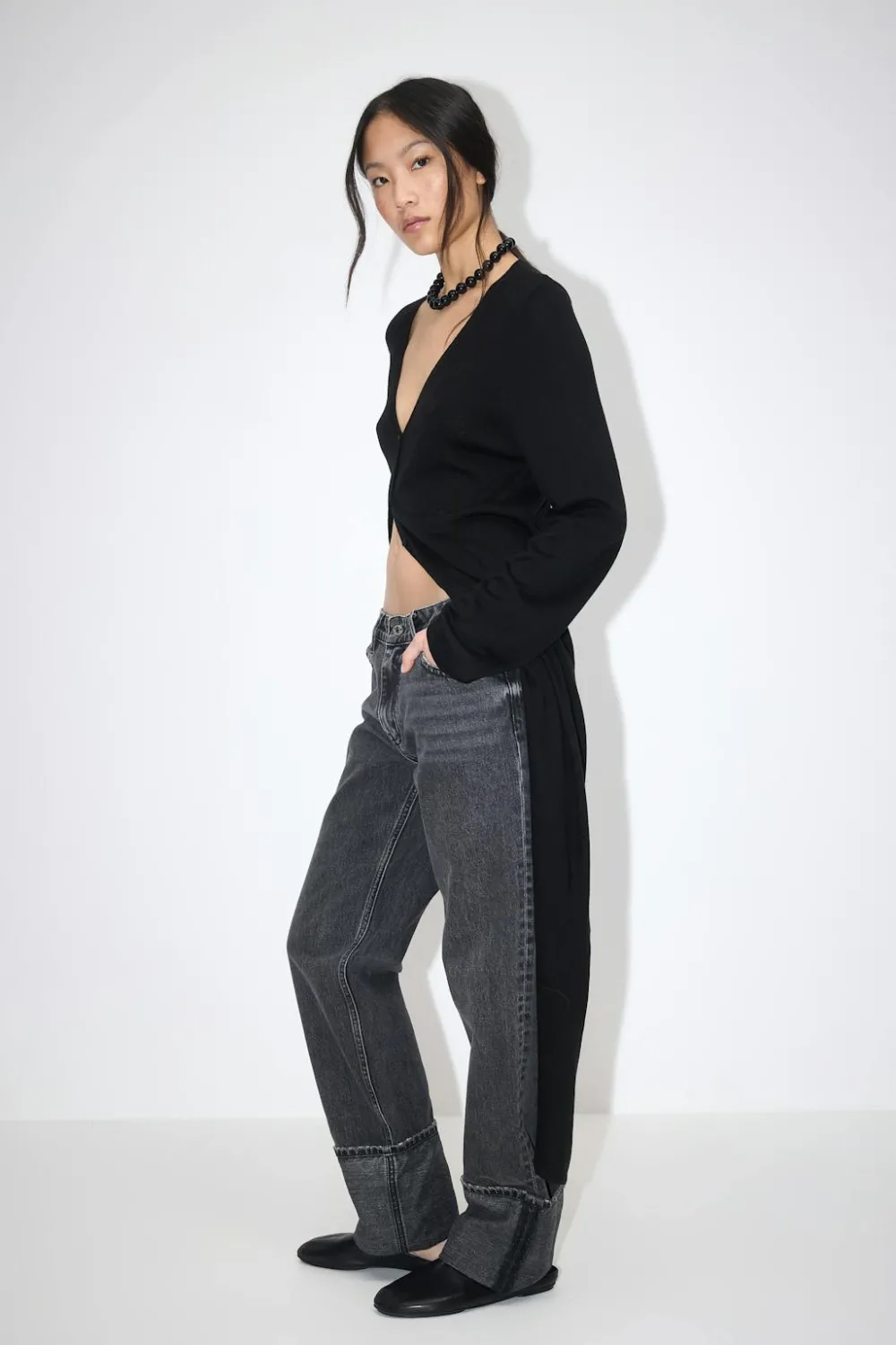 Discount Gina Tricot Remade fold up jeans Zwart