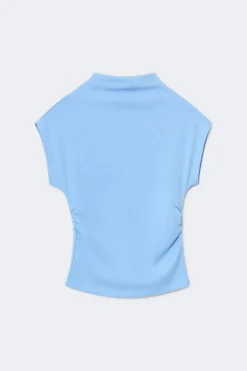 Sale Gina Tricot Ruched funnel neck top Blauw