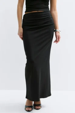 New Gina Tricot Ruched maxi skirt Zwart