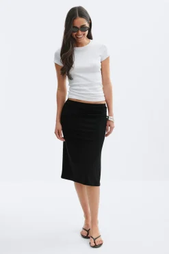 New Gina Tricot 90s midi skirt Zwart
