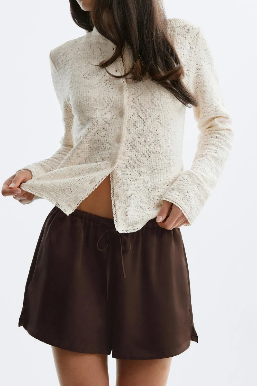 Discount Gina Tricot Satin drawstring shorts Bruin