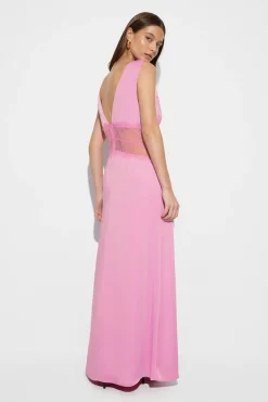Sale Gina Tricot Satin lace maxi dress Roze