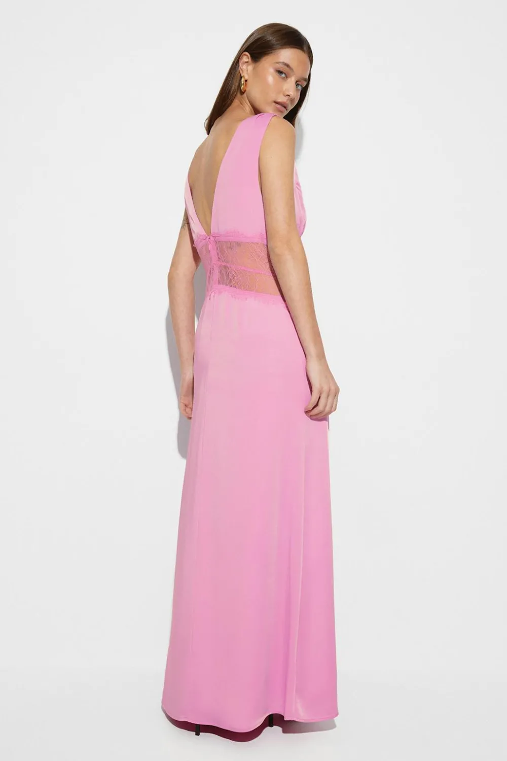 Sale Gina Tricot Satin lace maxi dress Roze
