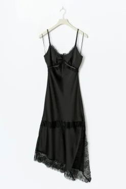 Best Gina Tricot Satin lace midi dress Zwart