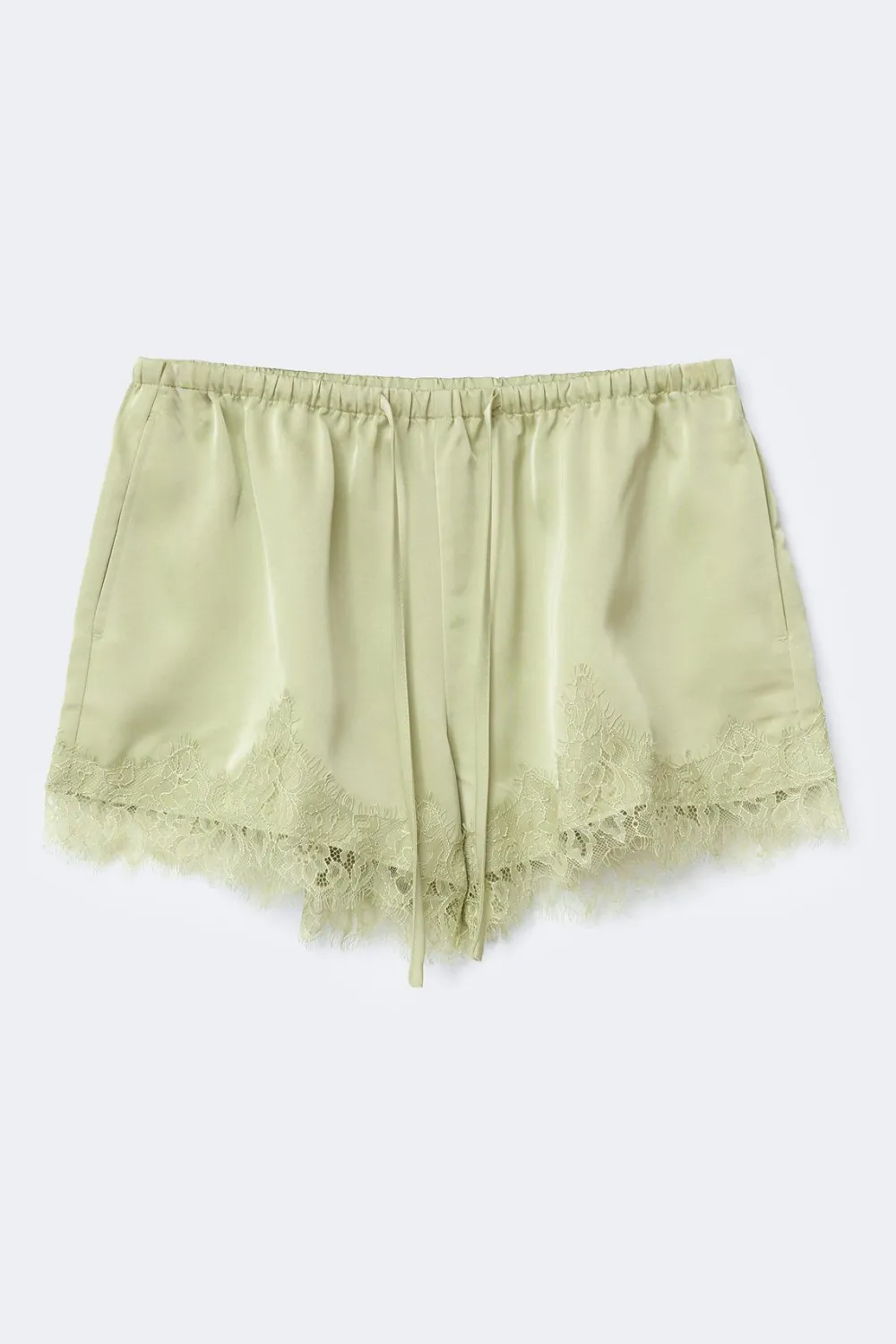 Gina Tricot Satin lace shorts Groen