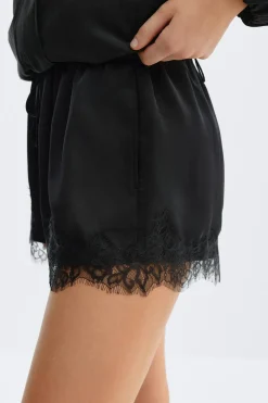 New Gina Tricot Satin lace shorts Zwart